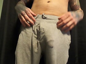 Someone's skin grey sweatpants treat me right.