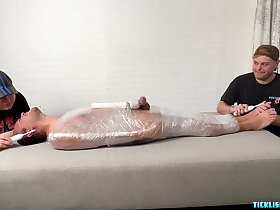 Matt and Ryder Stimulate Tickles On A Mummified Pup Saki