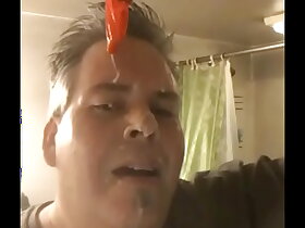 Str8 guy calling himself a of either sex gay covered in cum