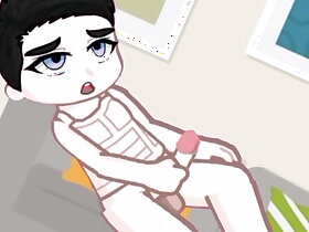 Novinho que acaba de completar 18 anos batendo punheta e gozando em animação gacha